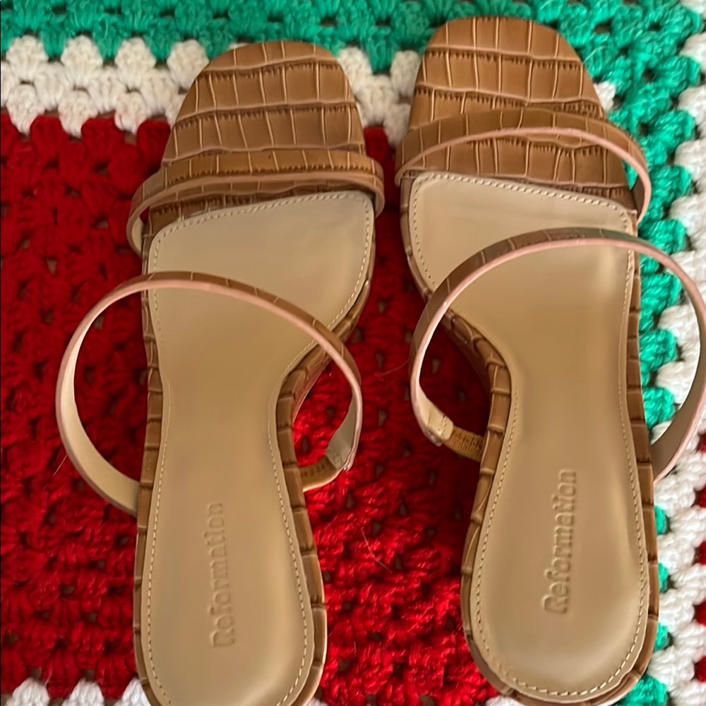 Brown Wedge Sandals. NWOT, But with original box.By Reformation - Picture 6 of 9